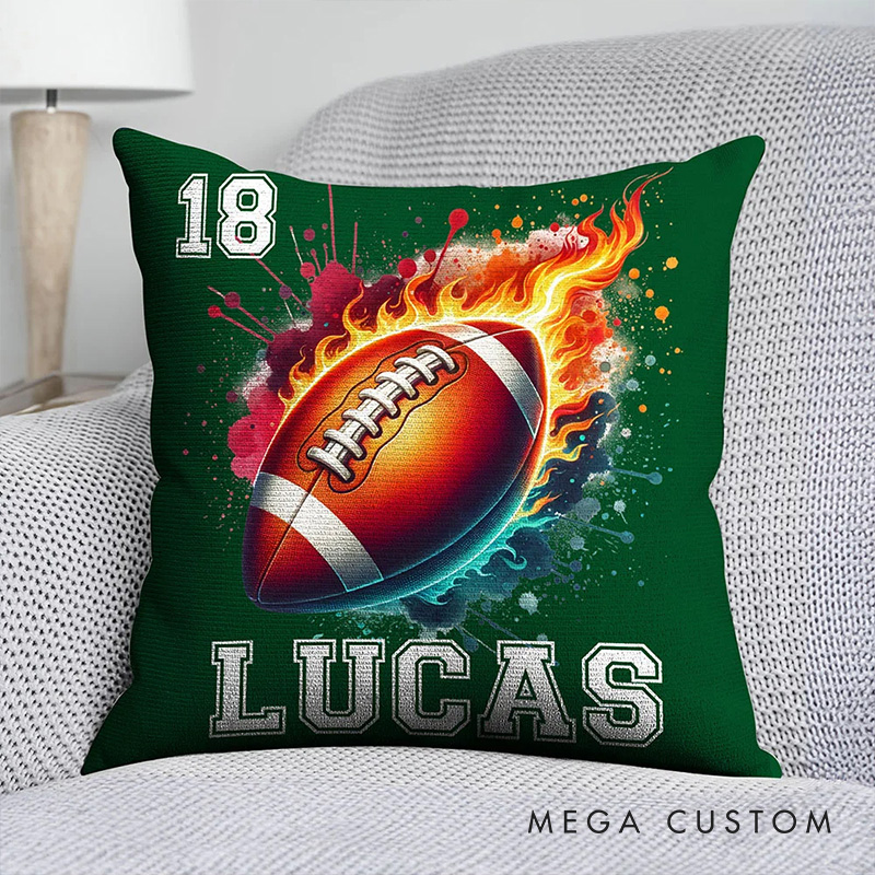 Personalized Sports Ball Design Soft Throw Pillow with Custom Player Name and Number