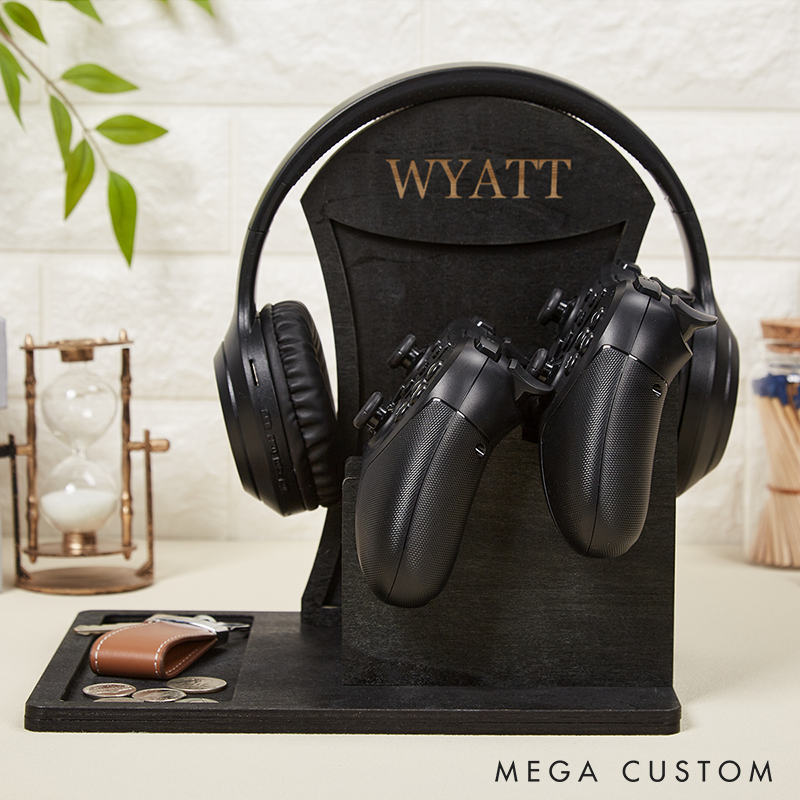 Personalized Controller and Headphone Stand Custom Headset Holder with Phone Holder Engraved Docking Station Boyfriend Gift Christmas Gift