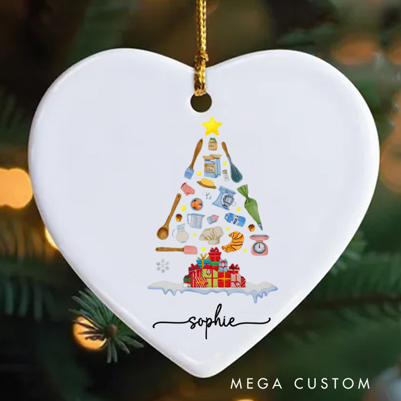 Personalized Baker Christmas Ornament Chef Ornament with Name Xmas Tree Decor for Baker 2025 Christmas Gift Baking Lover Gift