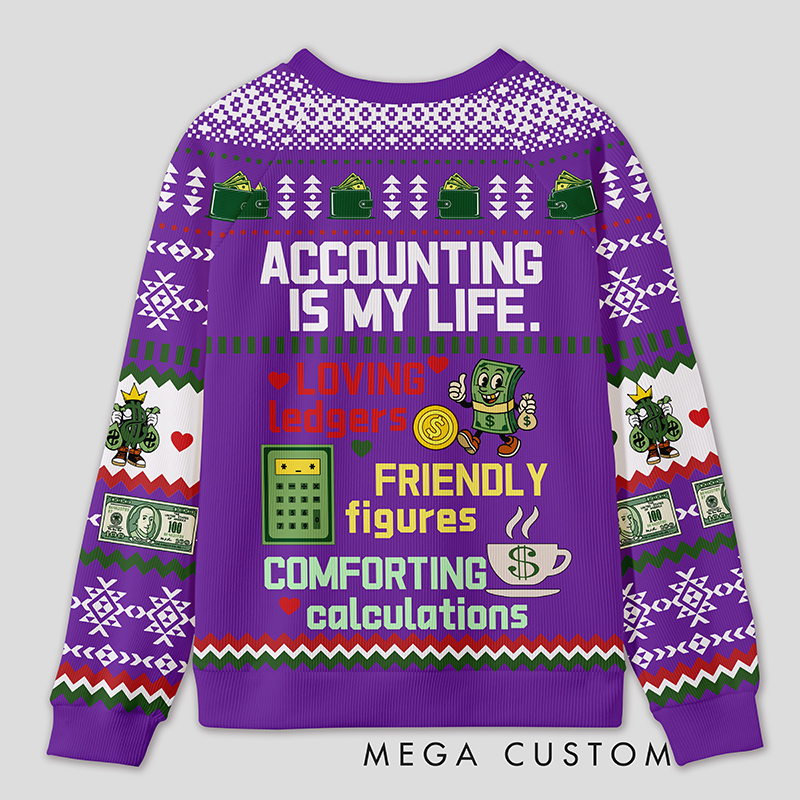 Personalized Accounting Humor Funny Ugly Sweater Office Holiday Party Gift for Finance Pros