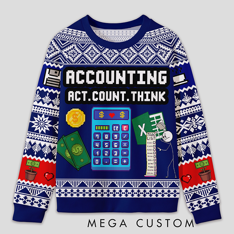 Personalized Math Competition Humor Ugly Sweater Office Holiday Party Gift for Accountants