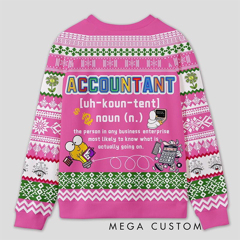 Personalized Energetic Accounting Funny Ugly Sweater Office Holiday Party Gift for Finance Pros