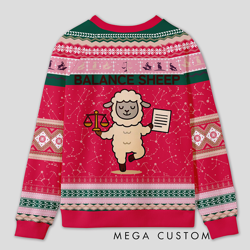 Personalized Enigmatic Sheep Humor Ugly Sweater Office Holiday Party Gift for Accountants