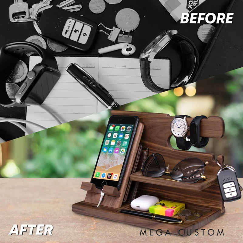 Personalized Engraved Docking Station Phone Desk Organizer Cycling Bicycle Gift for Cyclist Bike Lover