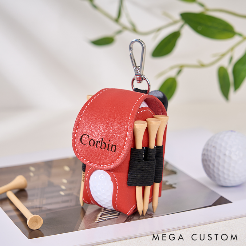 Personalized Golf Ball Holder Custom Golf Ball Bag Leather Golf Ball Bag Golf Ball Pouch Christmas Gift for Him