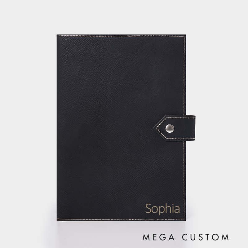Personalized Leather Notebook with Name Custom Journal with Snap Closure Gift for Professionals Students and Writers  