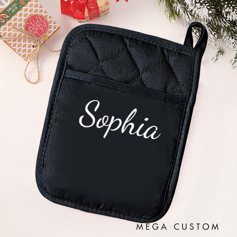 Personalized Pot Holder with Name Custom Heat-Resistant Kitchen Accessory for Cooking and Baking  