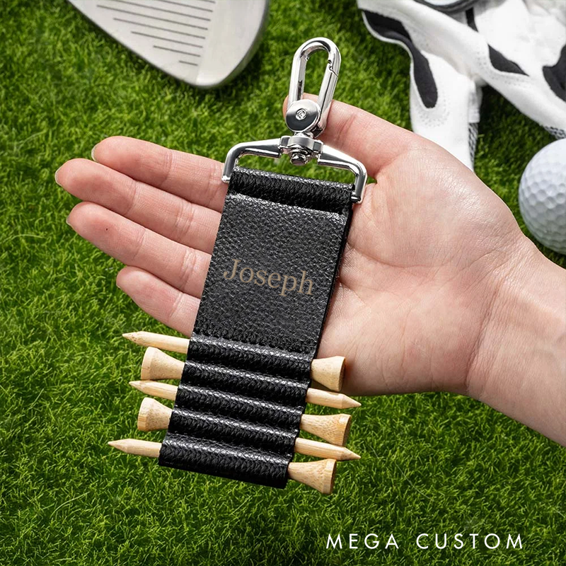 Personalized Leather Golf Tee Holder with Custom Name Portable Accessory for Golf Enthusiasts  