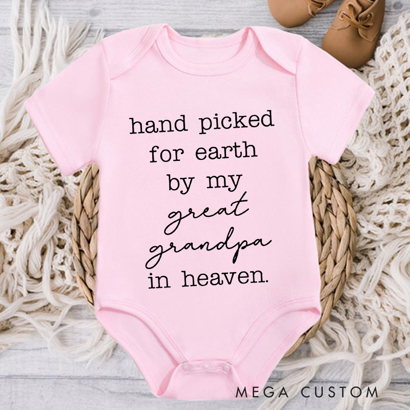 Personalized Baby Onesie Handpicked for Earth by My Great Grandpa Grandma in Heaven Onesie Bodysuit Heaven Sent Onesie New Baby Gift Baby Shower Gift