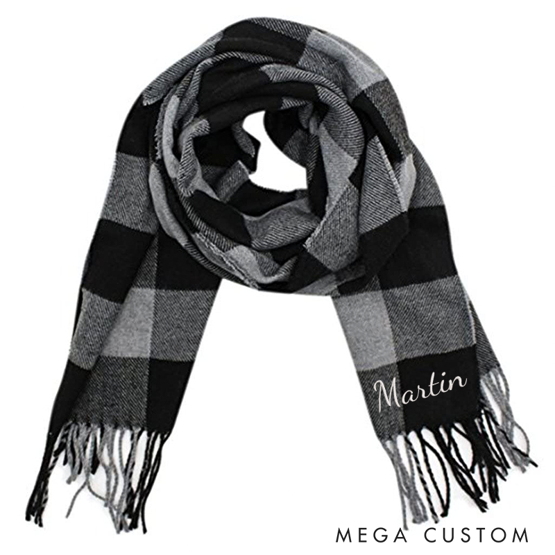 Personalised Name Embroidered Scarf for Men Custom Monogram Scarf Winter Long Scarves Gifts for Boyfriend Dad Husband