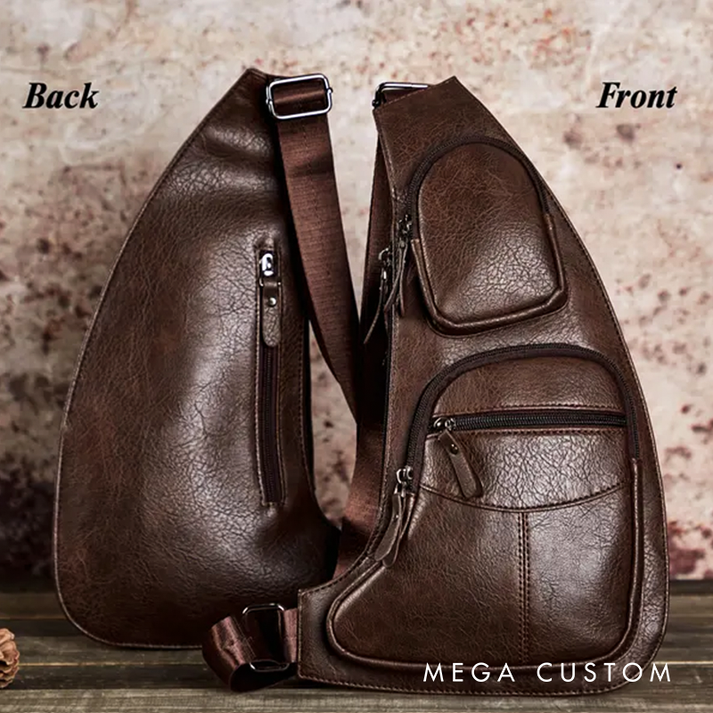 Personalized Leather Crossbody Bag Groomsmen Gifts Crossbody Sling Bag Leather Chest Bag for Men Quality Travel Bag Shoulder Bag for Dad