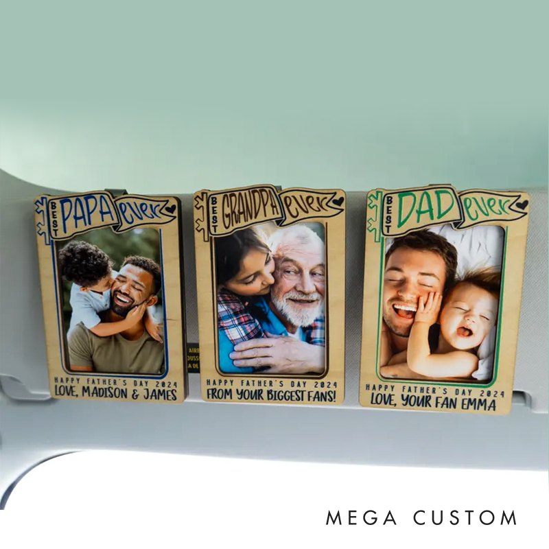 Personalized Photo Car Visor Clip Christmas Gifts for Dad Fridge Photo Magnet Picture Frame Dad Birthday Gift Drive Safe Papa Gift