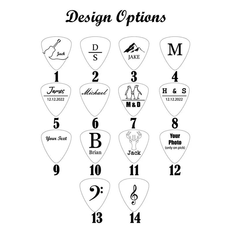 Personalized Wooden Guitar Pick Holder Set Engraved Musician Gift for Christmas