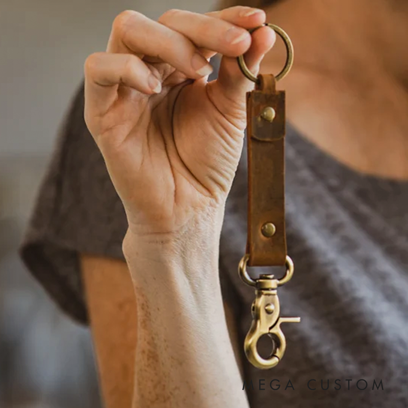 Personalized Leather Keychain Customized Keyfob Leather Keychain With Trigger Snap Wedding Giveaway Gift For Him