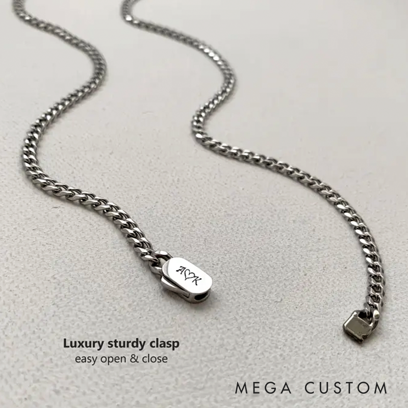 Personalized Cuban Link Chain Engraved Miami Cuban Link Chain- 4mm Waterproof Gold Silver Monogram Necklace For Men