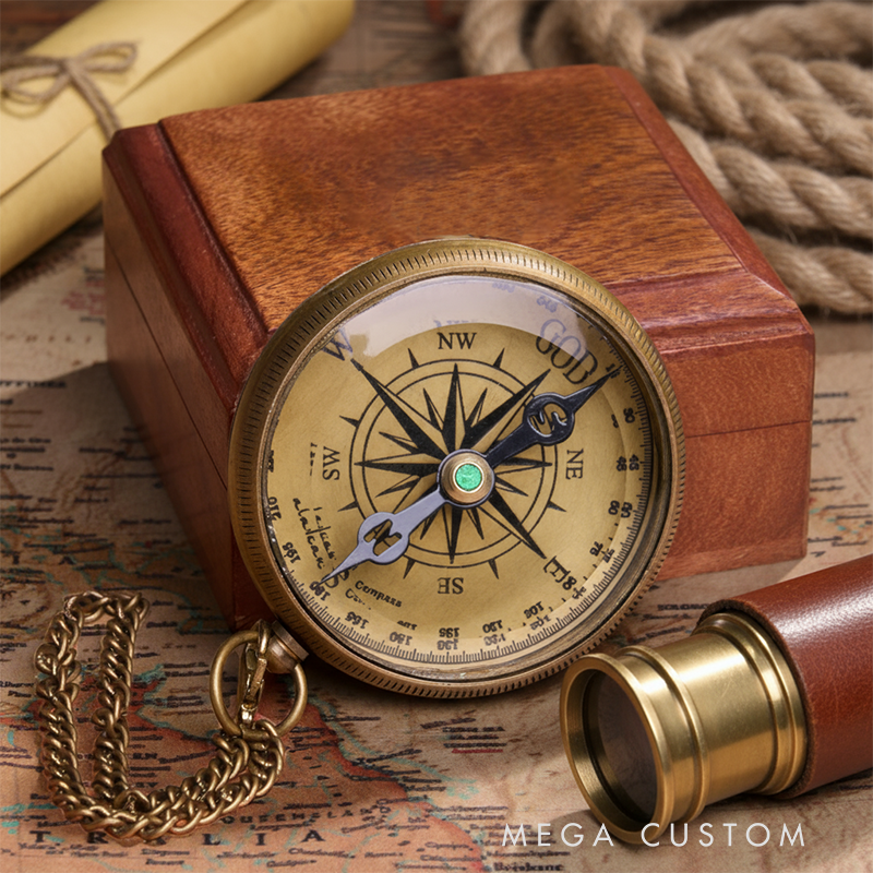 Personalized Brass Compass with Engraved Quote Memory Present to My Grandson for Birthday Baptism Graduation Confirmation Love Gift from Grandpa and Grandma
