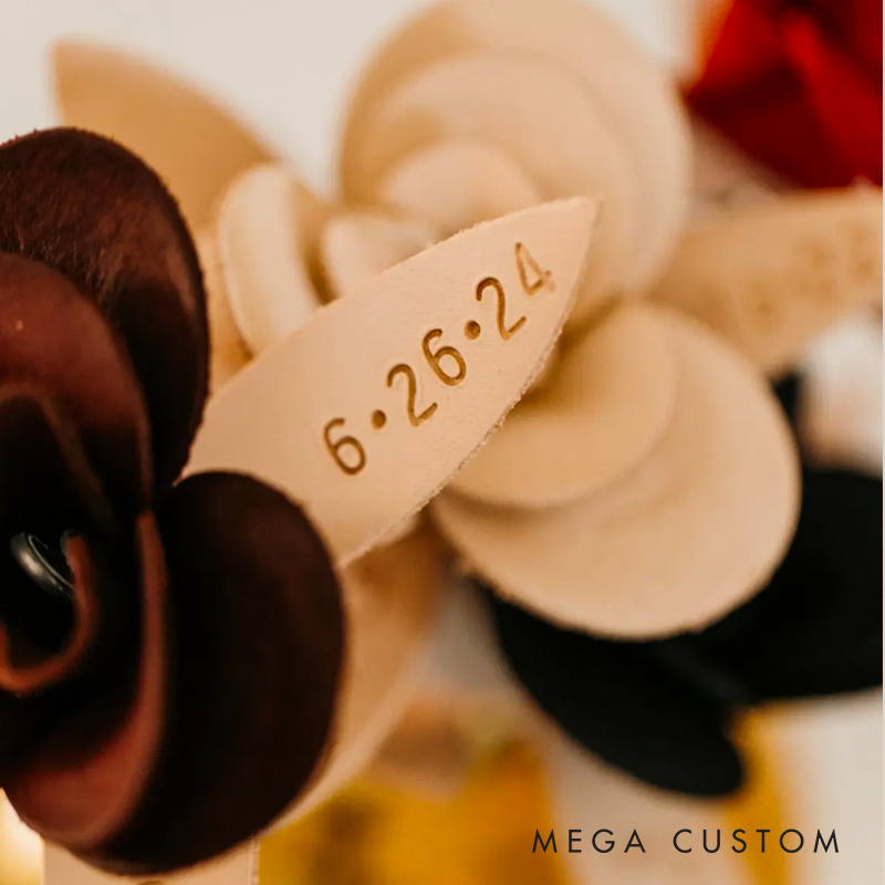 Personalized Leather Rose with Date and Initial Leather Rose Anniversary Gifts for Him Anniversary Gifts for Her 3rd Year Anniversary Gift