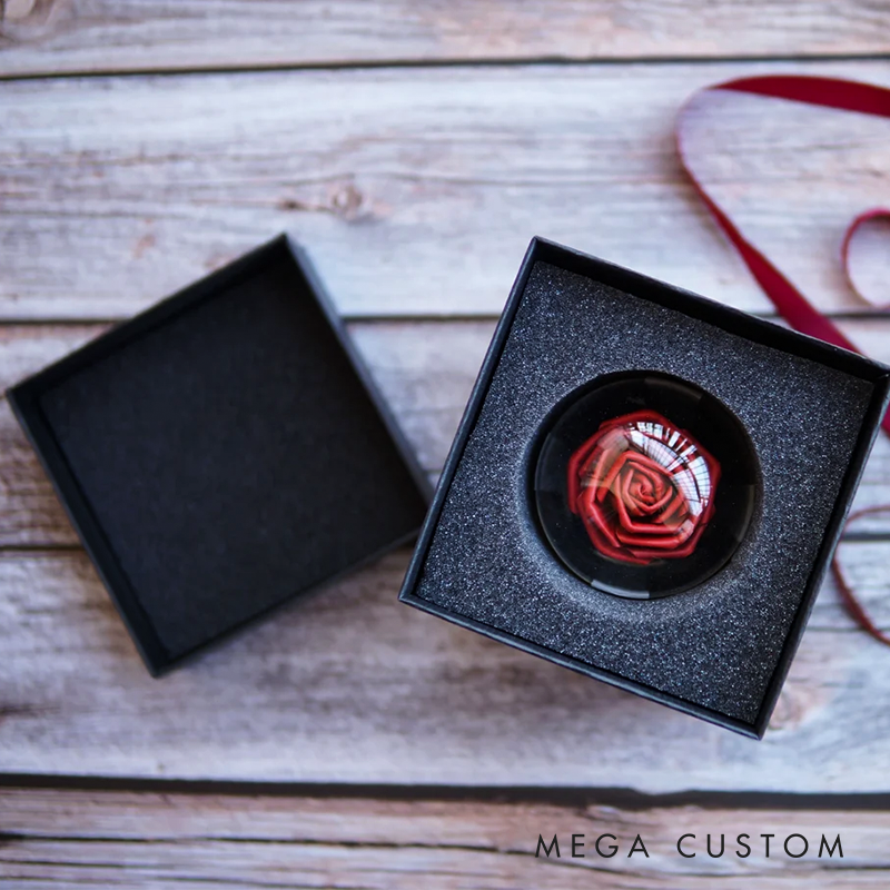 Personalized Leather Forever Rose in Glass Dome Preserved Flower Box Personalized Leather 3rd 5th Anniversary Gifts for Wife Girlfriend Partners Her Him