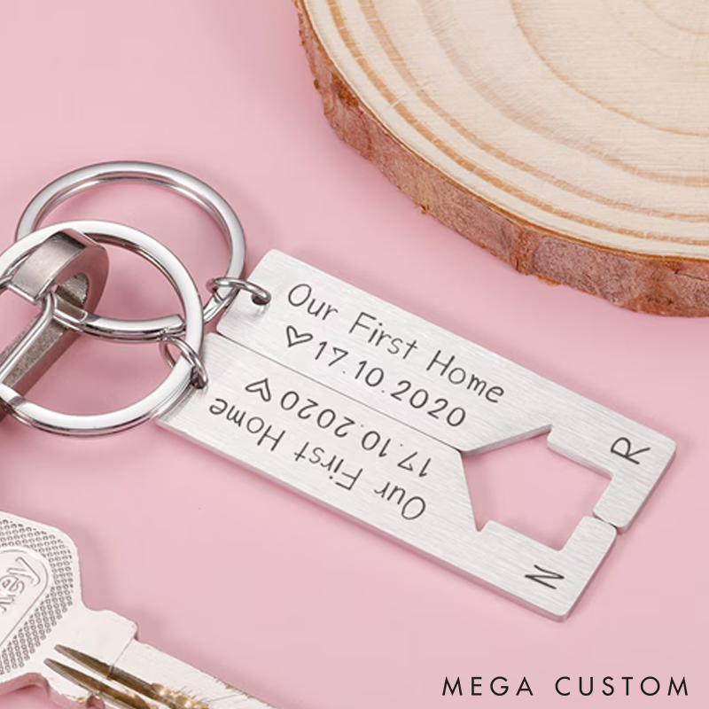 Personalized Puzzle Keychain Custom Couple keyring Our first home Matching Couple Gift Valentines Gifts Anniversary gift For boyfriend
