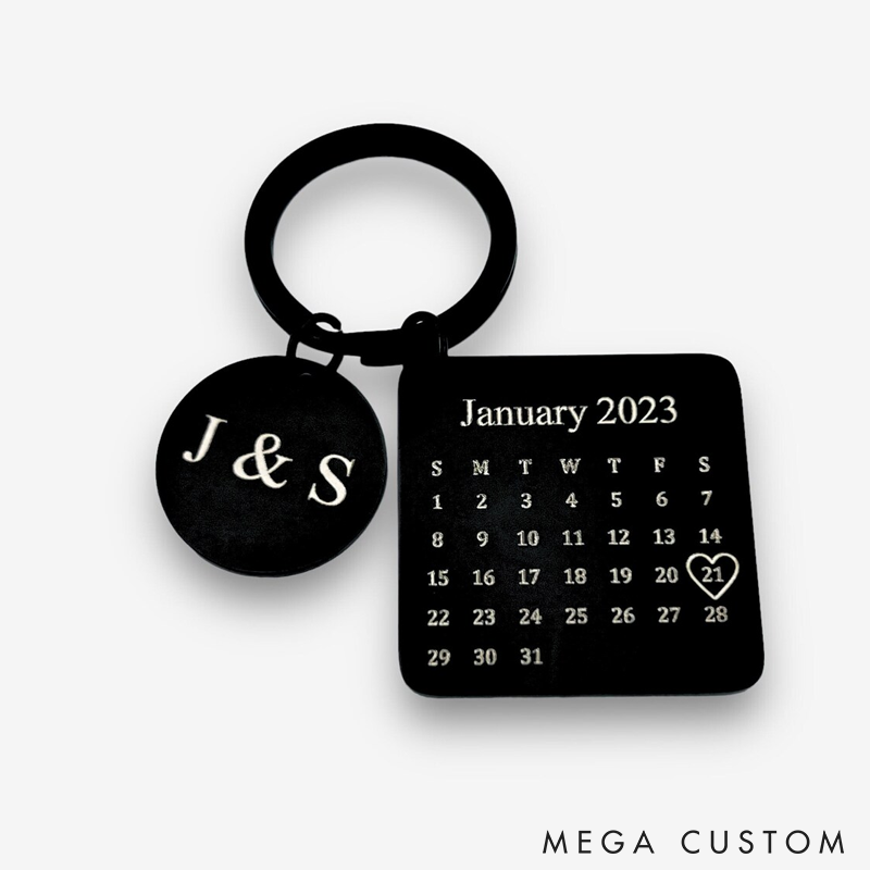 Personalised Calendar keychain Valentine's Keychain Date Keyring Gift Special Date Gift Keyring Gift Anniversary Gift