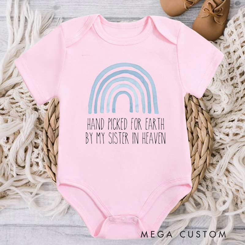 Personalized Handpicked for Earth by My Custom in Heaven Onesie Heaven Sent Onesie Baby Bodysuit Baby Shower Gift Baby Announcement Onesie New Baby