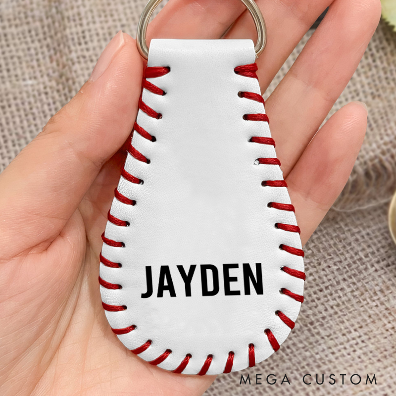 Personalized Leather Baseball Keychain Custom Bag Tag Set for Players Gift for Coach Gifts for Baseball Fans