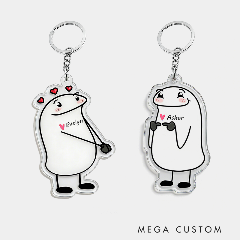 Personalized Sweet Confession Cartoon Keychain Engraved Keychain Playful Gift for Couples Romantic Holiday Gift