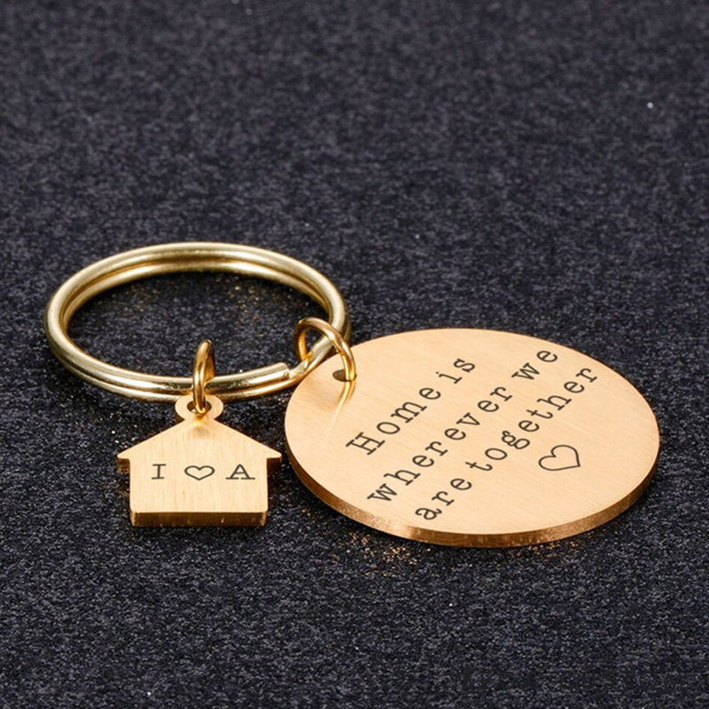 Personal New Home Keychain Custom Stainless Steel Couples Keychain Home Gift Couples Keychains New Homeowners New Home Gift