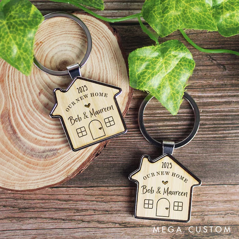 Personalised House Warming Keychain Our New Home Couples Keyring Set of 2 Moving House Gift New Home Key Rings His & Hers Homeowner