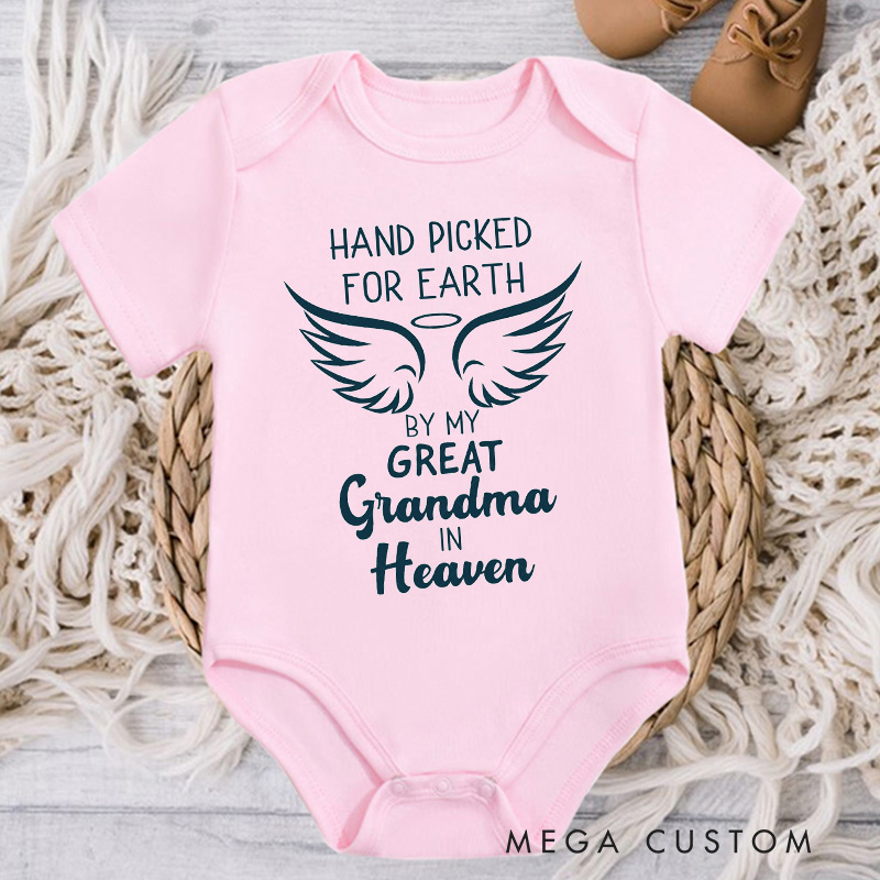 Personalized Handpicked for Earth by My Great Grandma Grandpa in Heaven Onesie Heaven Sent Onesie Bodysuit Baby Shower Gift Guardian Angel New Baby