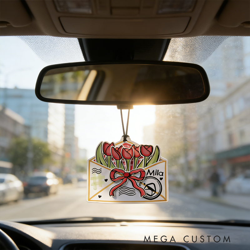 Personalized Blossom Envelope Keychain Engraved Keychain Meaningful Gift for Partners Love Message Holiday Present