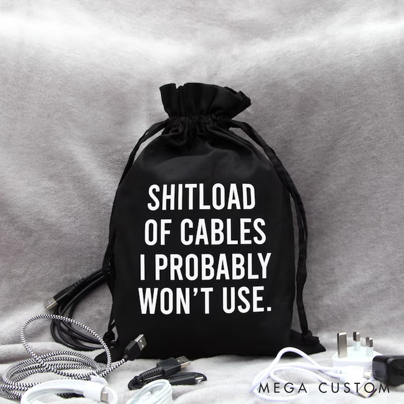 Personalized Cables Drawstring Bag Custom Cable Storage Gift for Him Gift for Dad Men's storage Dad Gift Valentines or Him
