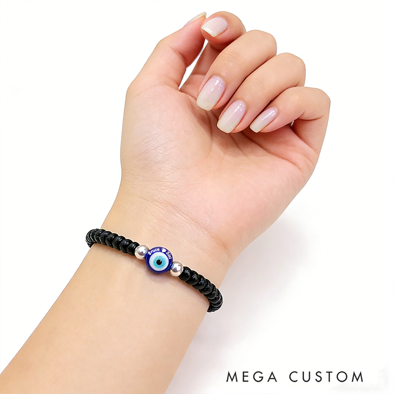 Personalized Evil Eye Bracelet Beaded Protection Jewelry Gift for Couples