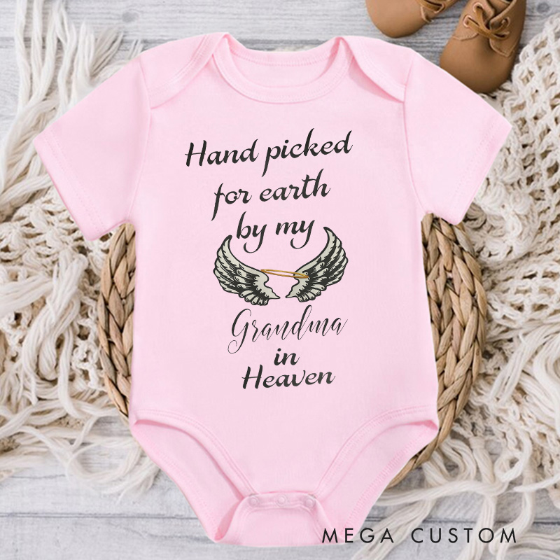 Personalized Handpicked for Earth by My Custom in Heaven Onesie Heaven Sent Onesie Bodysuit Baby Shower Gift Guardian Angel New Baby