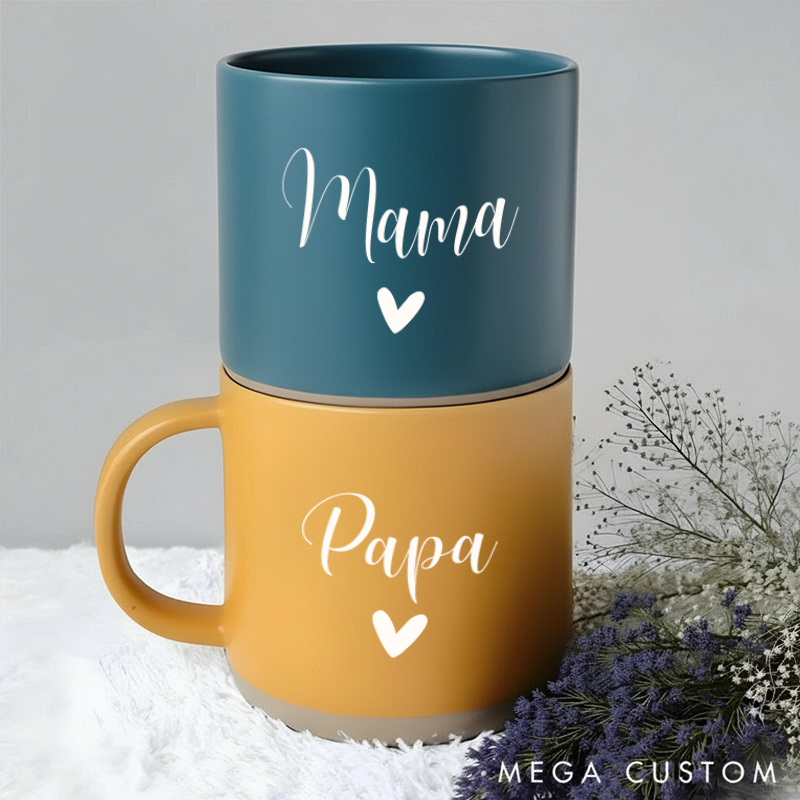 Personalized Engraved Couple Pottery Mug Valentine's Day Gift for Couple Him Her Custom Wedding Mugs Anniversary Gift for Husband  Wife