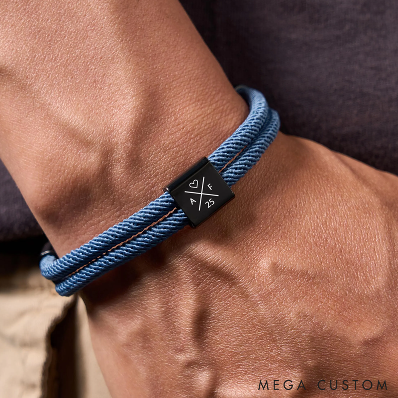 Personalized Bracelet for Him Adjustable Sliding Knot Bracelet Gift For Boyfriend Husband Anniversary Gift Couple Gift 