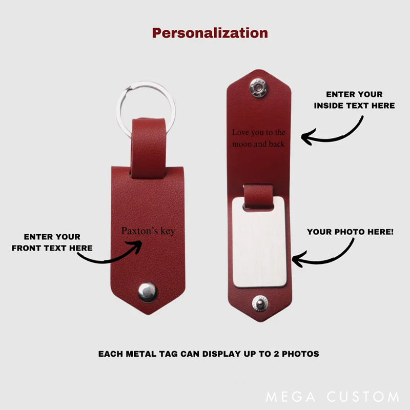Personalized Leather Keychain with Photo Keychain for Men Custom Gift for Him Unique Photo Gift For Boyfriend Valentine's Day Gift Anniversary Gift