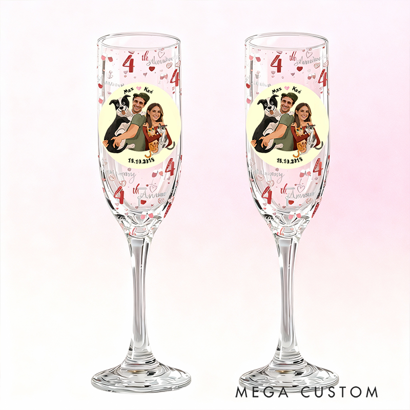 Personalized Sweet Moments Champagne Flute Laser Engraved Custom Photo & Text Gift for Couples Valentine's Present