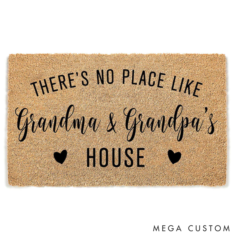 Personalized Gift for Grandparents Custom Grandparent Doormat Gift for Mom There's No Place Like Grandma and Grandpa's House