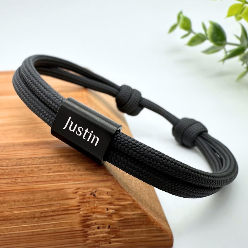 Personalized Mens Bracelet Custom Rope Bracelet Gift for Him Waterproof Cord Mens Jewelry Gift for Husband Boyfriend
