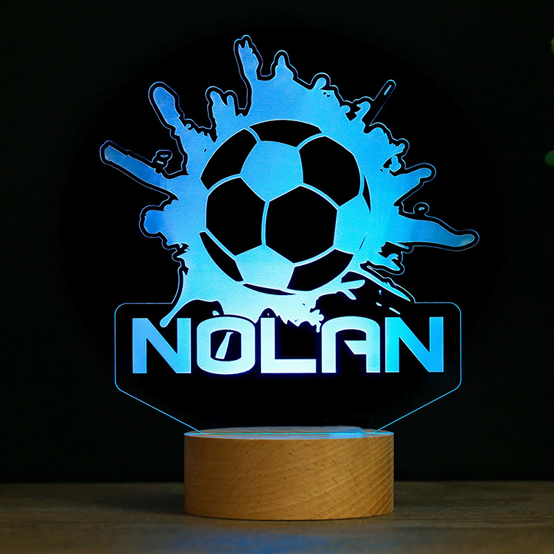 Personalized Soccer LED Night Light with Custom Player Name for Kid's Decor Lamp Birthday Gift