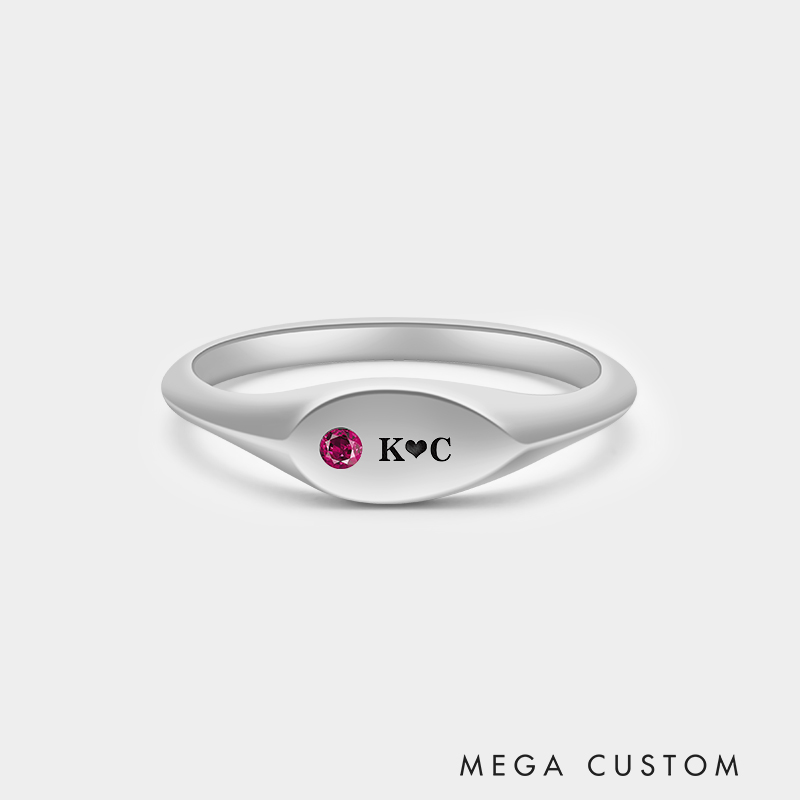 Personalized Sterling Silver Teardrop Couple's Ring Necklace Necklace 925 Sterling Silver Gifts for Her