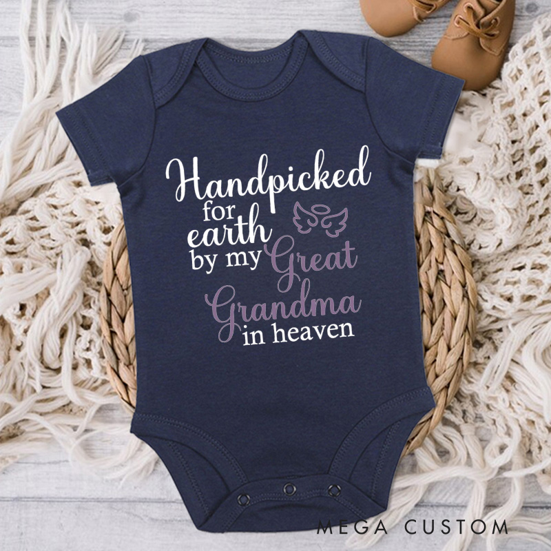 Personalized Onesie Handpicked for Earth by My Custom in Heaven Bodysuit Baby Announcement Onesie Baby Shower Gift Heaven Sent Onesie New Baby Gift