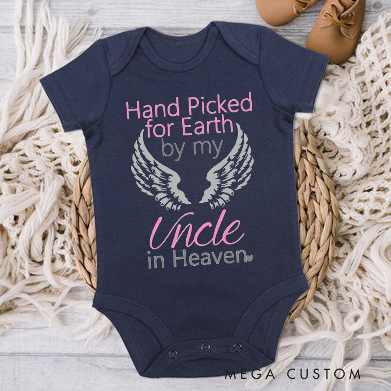 Personalized Handpicked for Earth by My Custom in Heaven Onesie Baby Announcement Onesie Memorial Bodysuit Baby Shower Gift Heaven Sent New Baby
