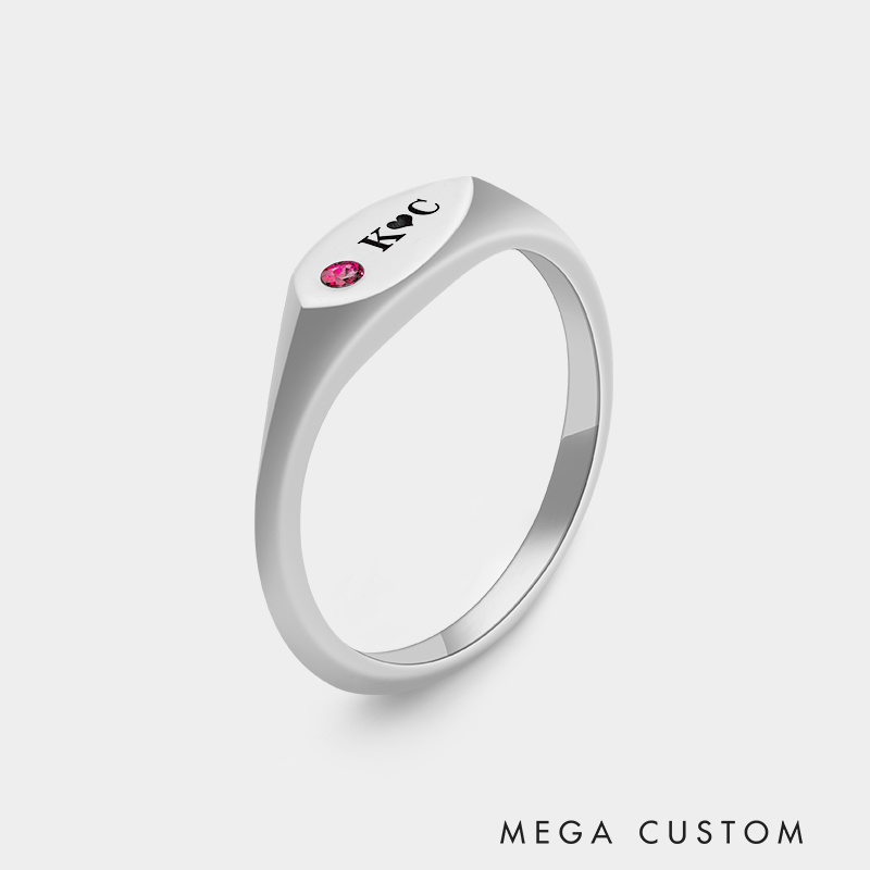 Personalized Sterling Silver Teardrop Couple's Ring Necklace Necklace 925 Sterling Silver Gifts for Her