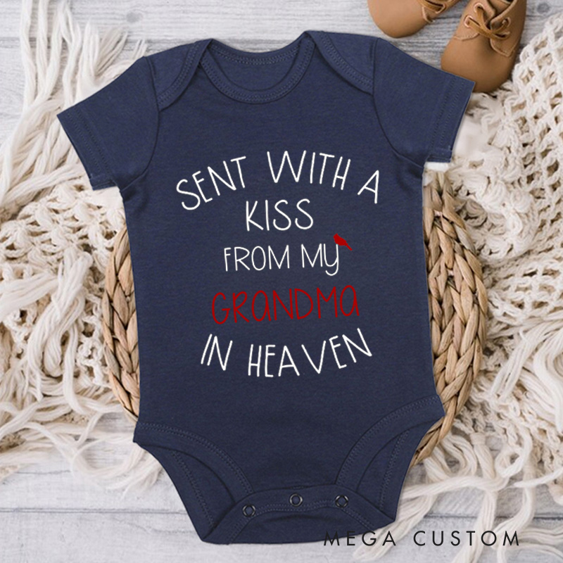 Personalized Sent with A Kiss from My Custom Name in Heaven Baby Bodysuit Newborn Onesie Baby Shower Gift Announcement Onesie Heaven Sent New Baby