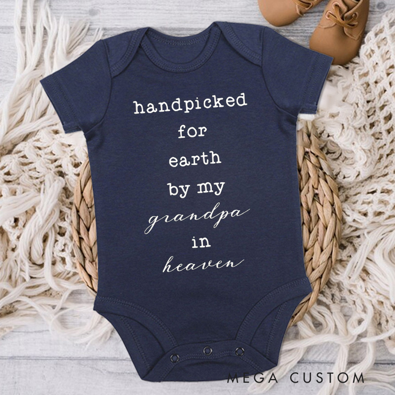 Personalized Handpicked for Earth by My Grandpa in Heaven Baby Bodysuit Baby Onesie Baby Announcement Baby Shower Gift Heaven Sent Onesie New Baby