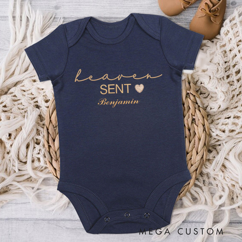 Personalized Handpicked for Earth Onesie Heaven Sent Onesie with Name Embroidered in Heaven Onesie Bodysuit Baby Shower Gift Baby Announcement Onesie