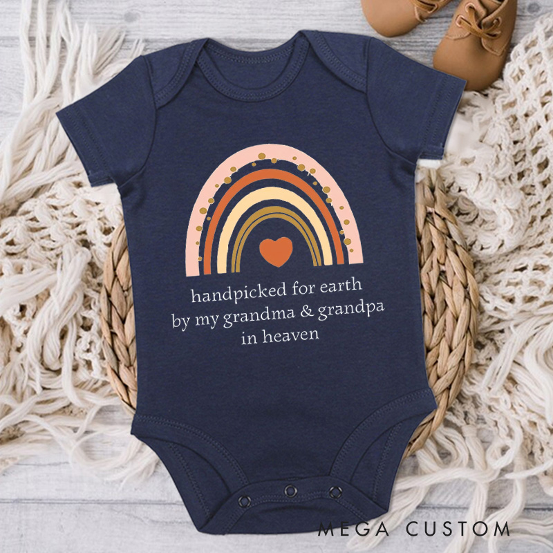 Personalized Onesie Handpicked for Earth by My Grandma and Grandpa in Heaven Custom Bodysuit Heaven Sent Onesie Baby Announcement Baby Shower Gifts