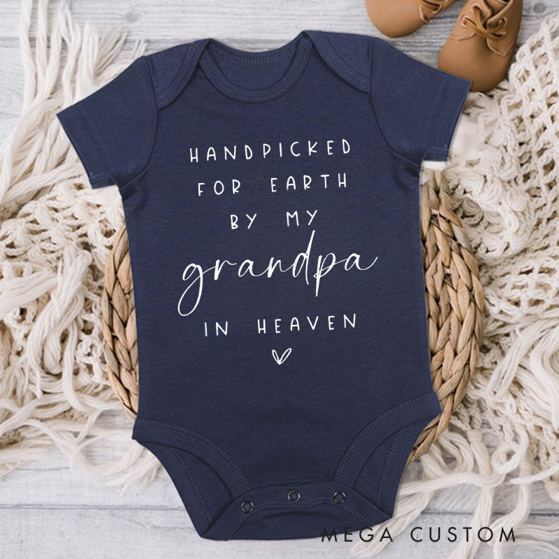 Personalized Grandpa in Heaven Onesie Handpicked for Earth Baby Onesie Baby Shower Gift Heaven Sent Onesie Baby Bodysuit Baby Announcement